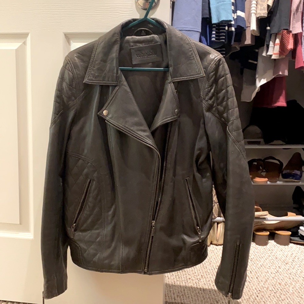 Whetblu women’s charcoal leather jacket